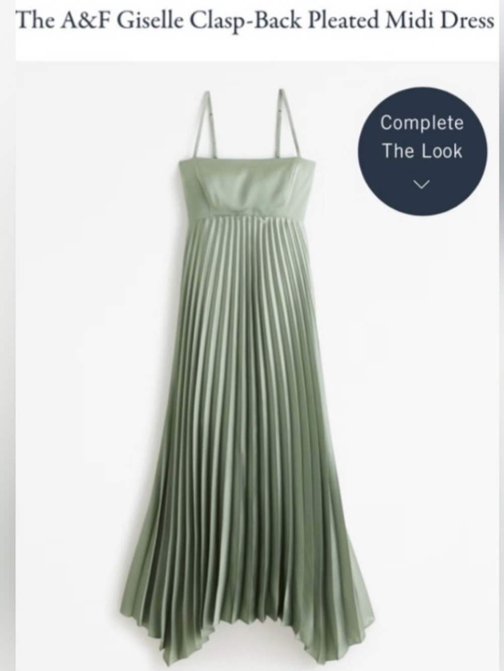 Abercrombie & Fitch Pleated Midi Dress in Sage Green - Small Petite